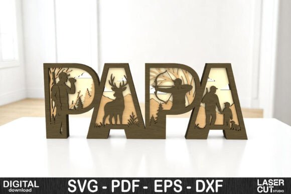 Papa_Hunting_Archery_3D_Layered_Sign
