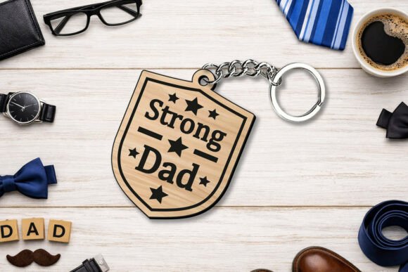 Strong_Dad_Father_Day_SVG_Laser_Keychain